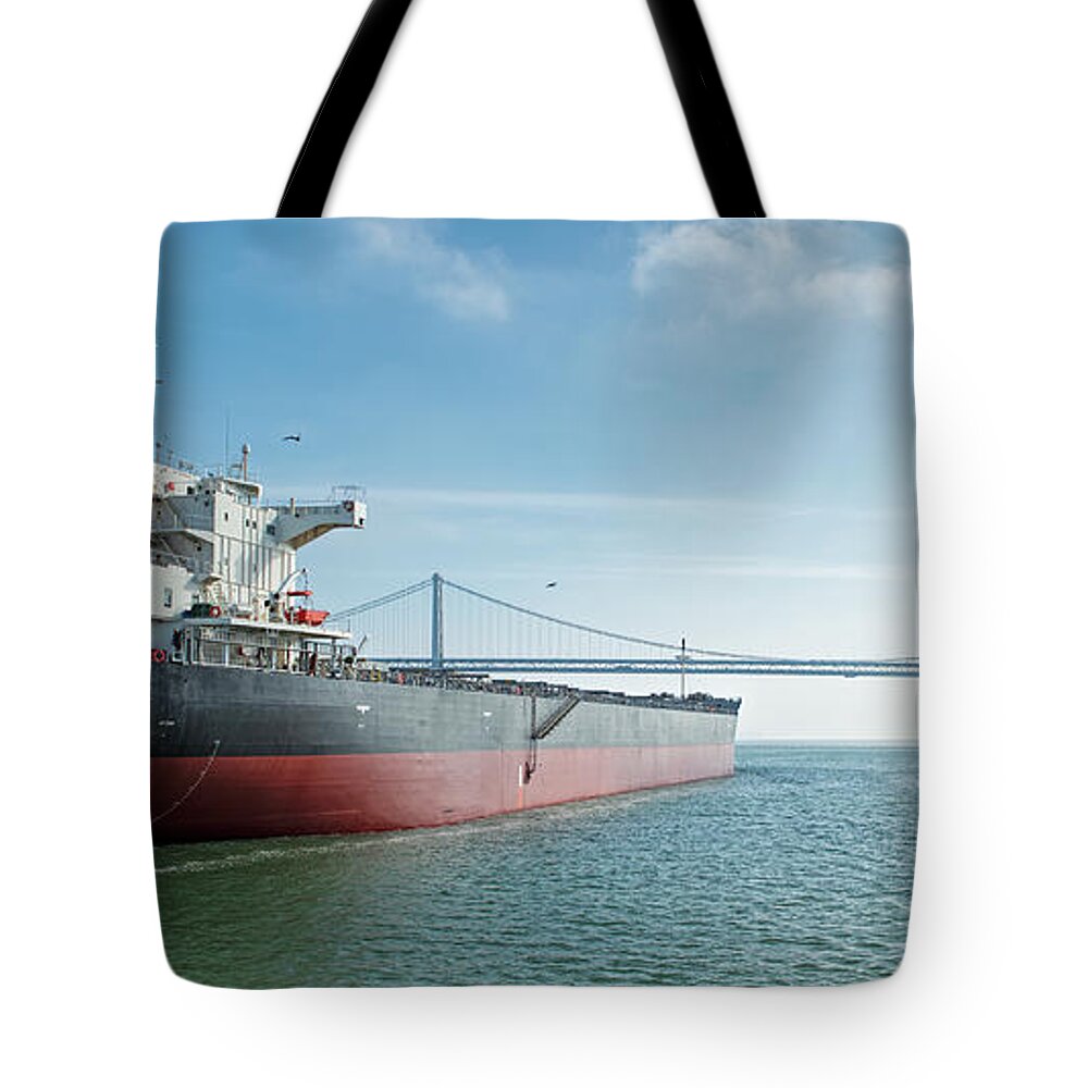 Penta Tote Bag featuring the photograph PENTA Bulk Carrier Cargo Ship in San Francisco Bay by David Oppenheimer