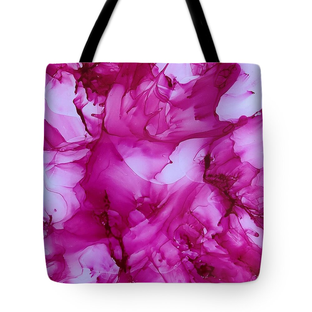 Pretty In Pink Tote Bag featuring the painting Peony Petals by Rachelle Stracke