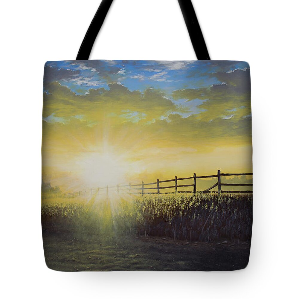 Landscape Tote Bag featuring the painting Perceiving Light by Timothy Stanford