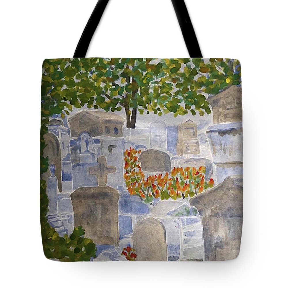  Tote Bag featuring the painting Pere Lachaise Cemetary by John Macarthur