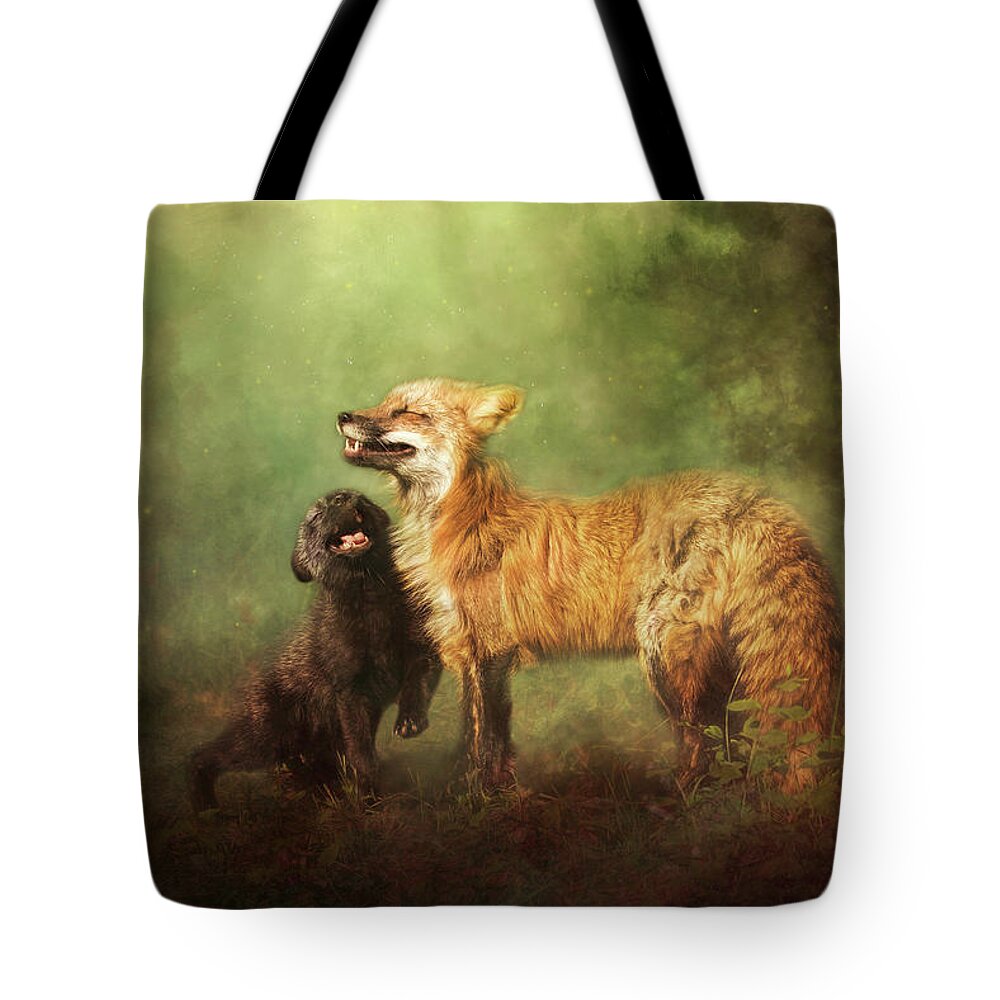 Fox Tote Bag featuring the digital art Perfect Bliss by Nicole Wilde