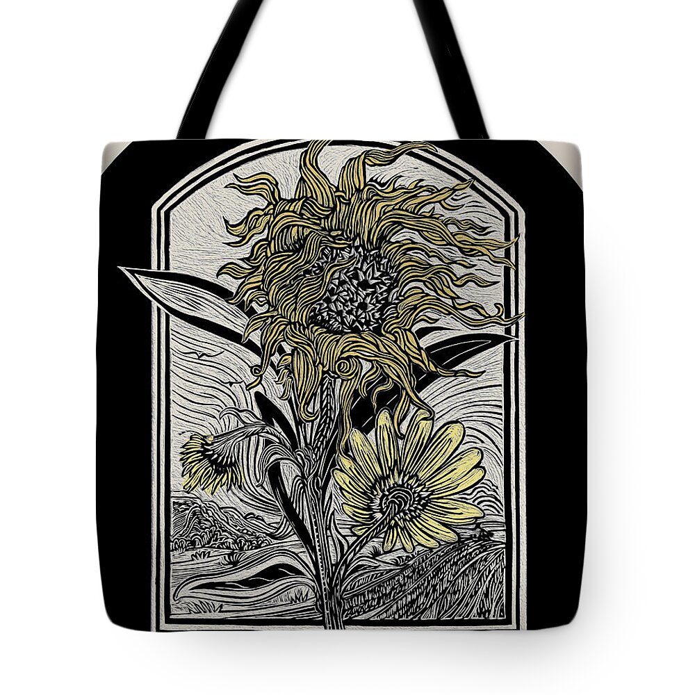 Linocut Tote Bag featuring the relief Perfect Curls Arched by Michael Gross
