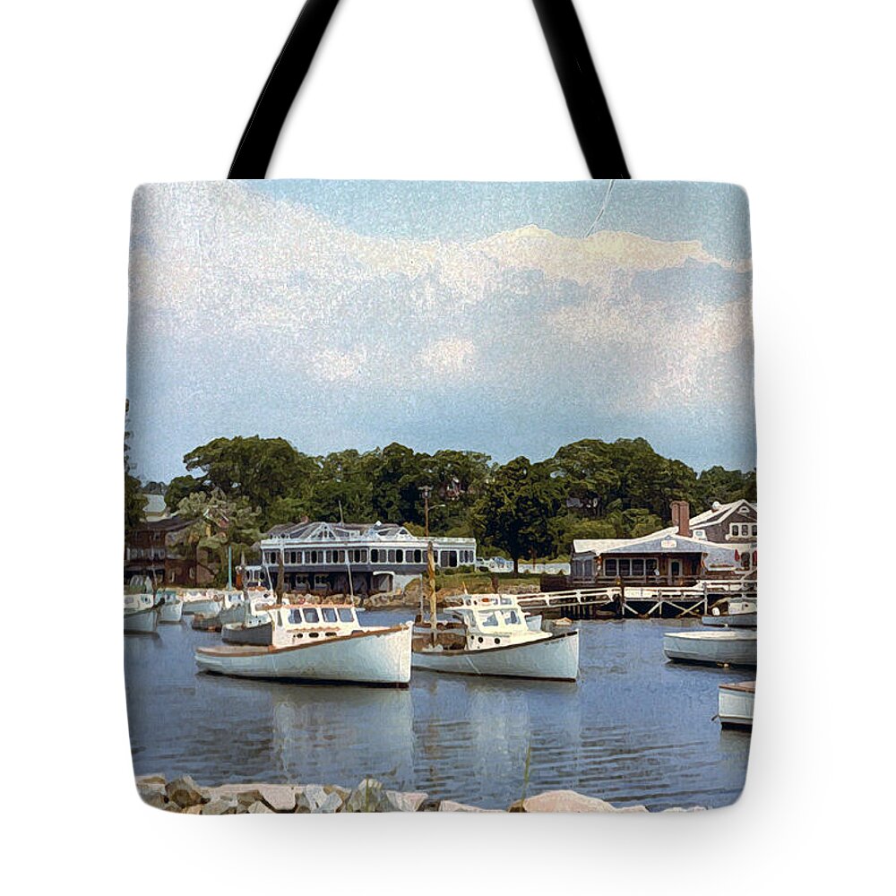 Perkins Cove Tote Bag featuring the photograph Perkins Cove Ogunquit, Maine by Geoff Jewett