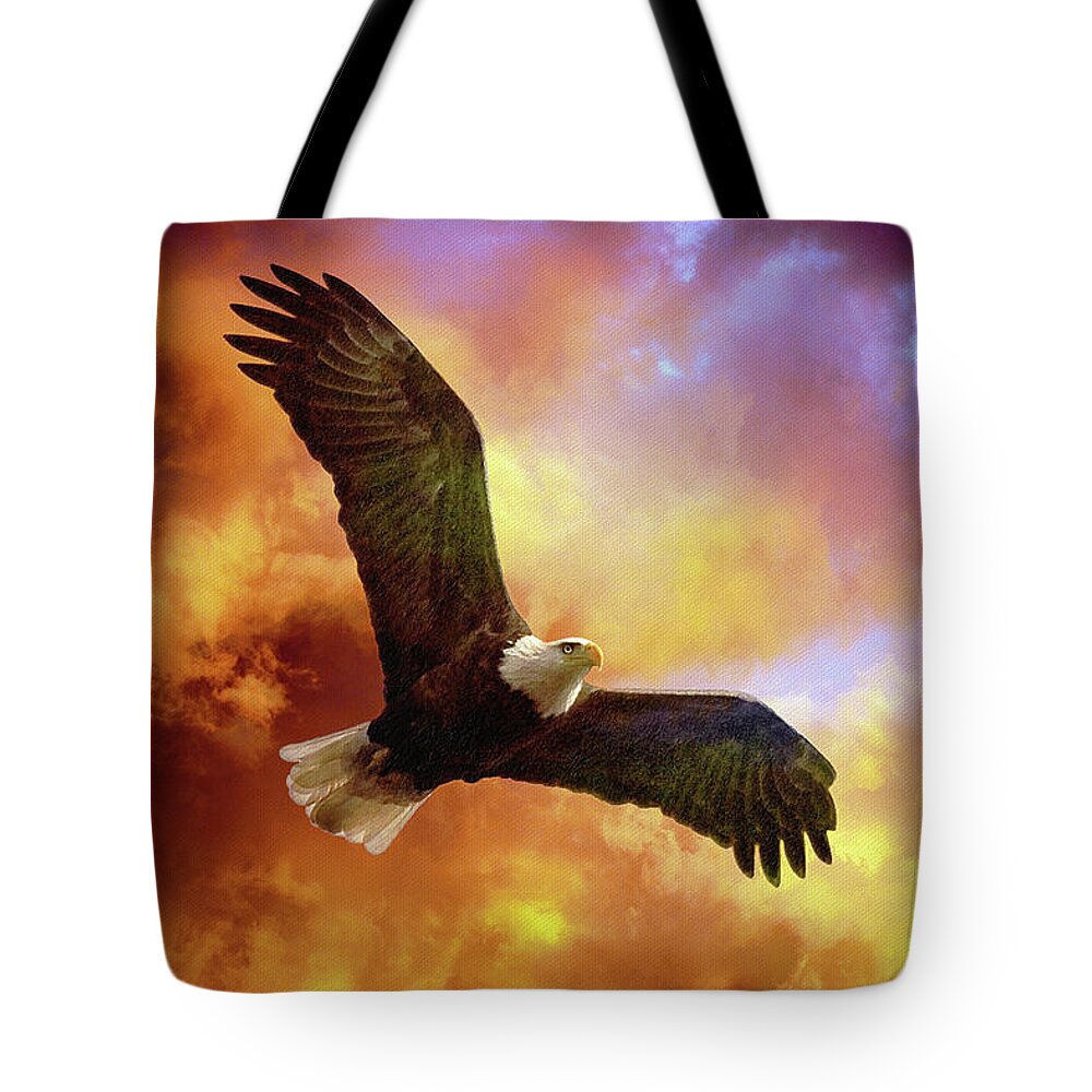 Eagle In Flight Photos Tote Bags