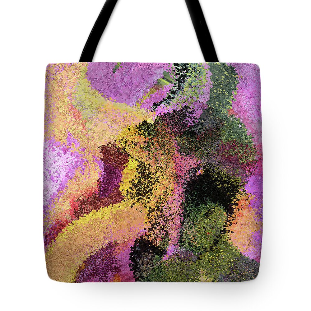 Abstract Tote Bag featuring the digital art Perseverance with Purple by Bentley Davis