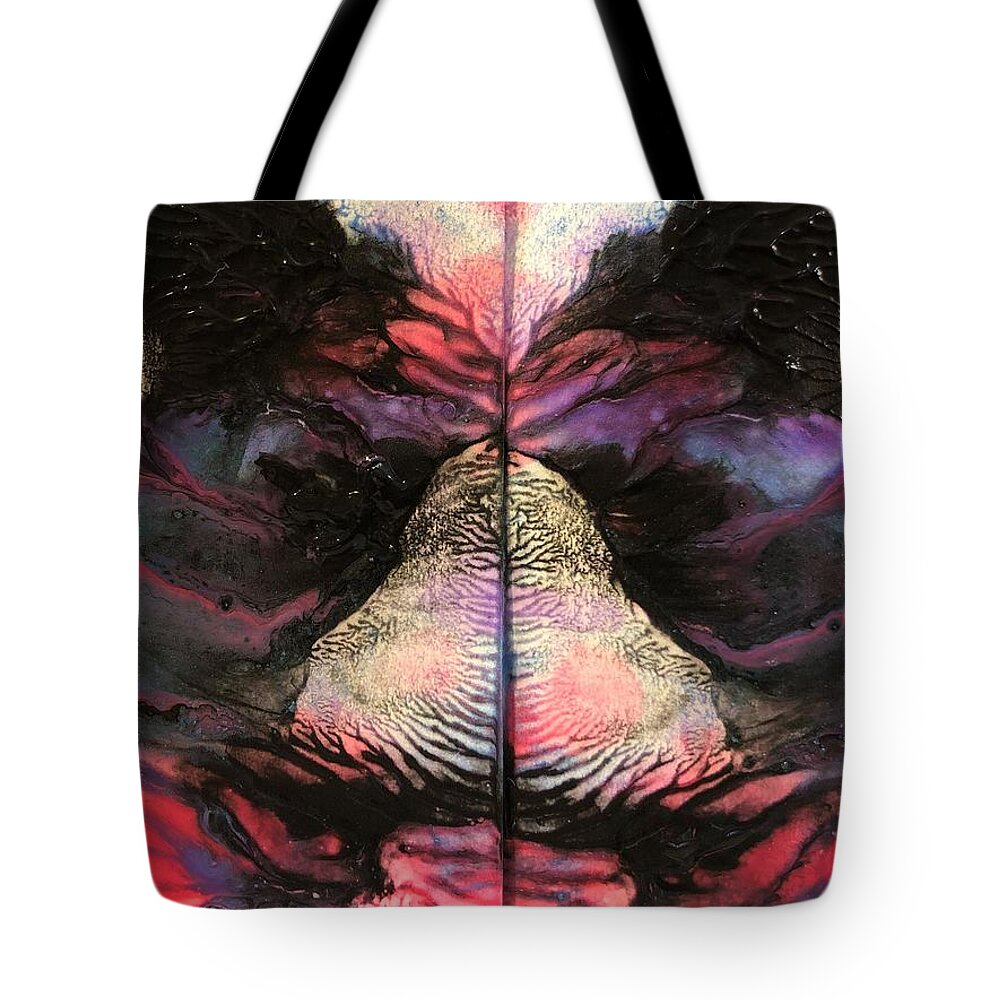 Duplicity Tote Bag featuring the painting Perspective-Duplicity by Rachelle Stracke