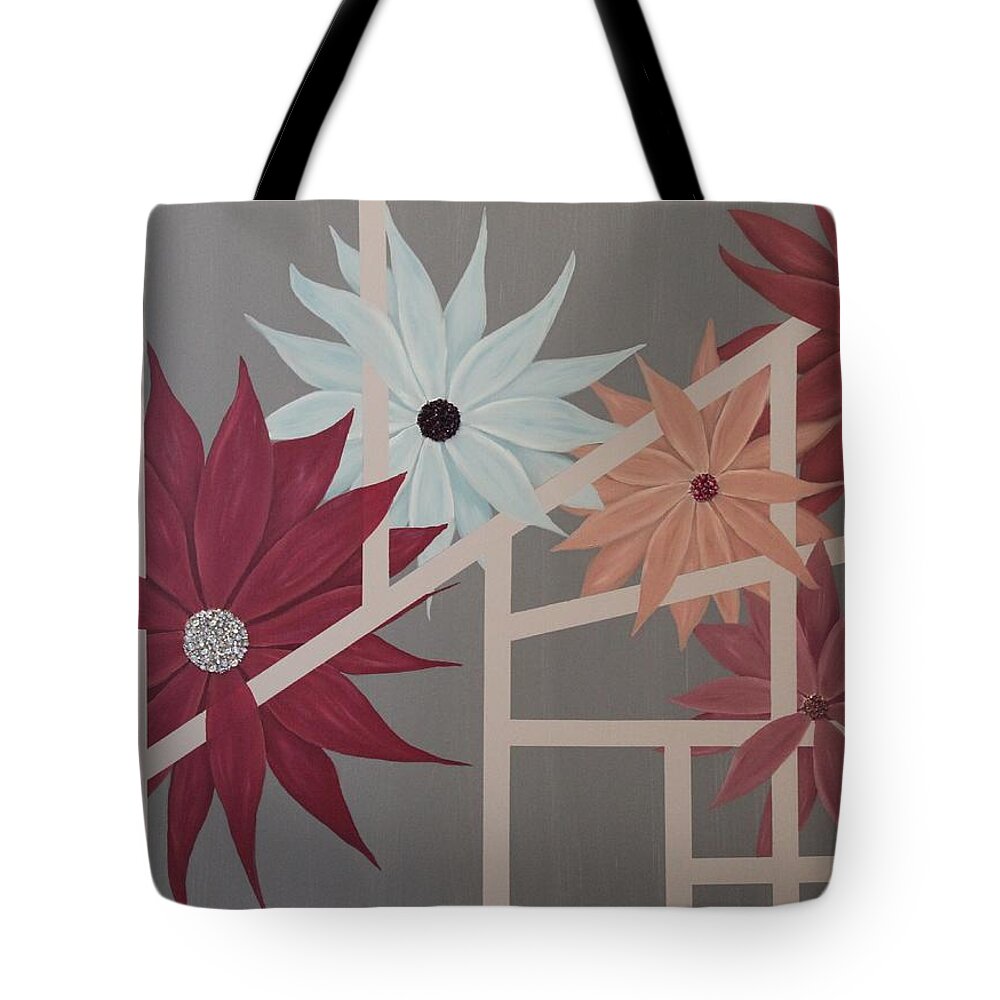 Flowers Tote Bag featuring the painting Petal Prison by Berlynn