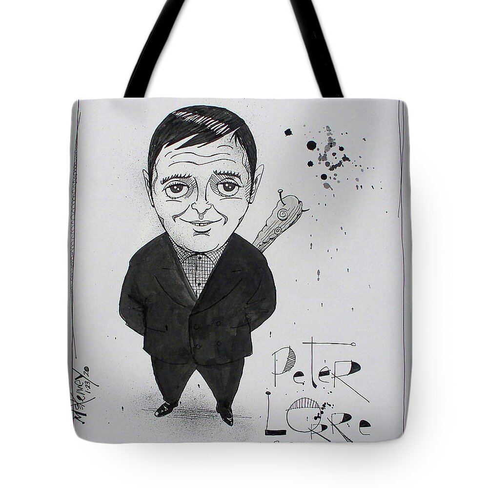  Tote Bag featuring the drawing Peter Lorre by Phil Mckenney