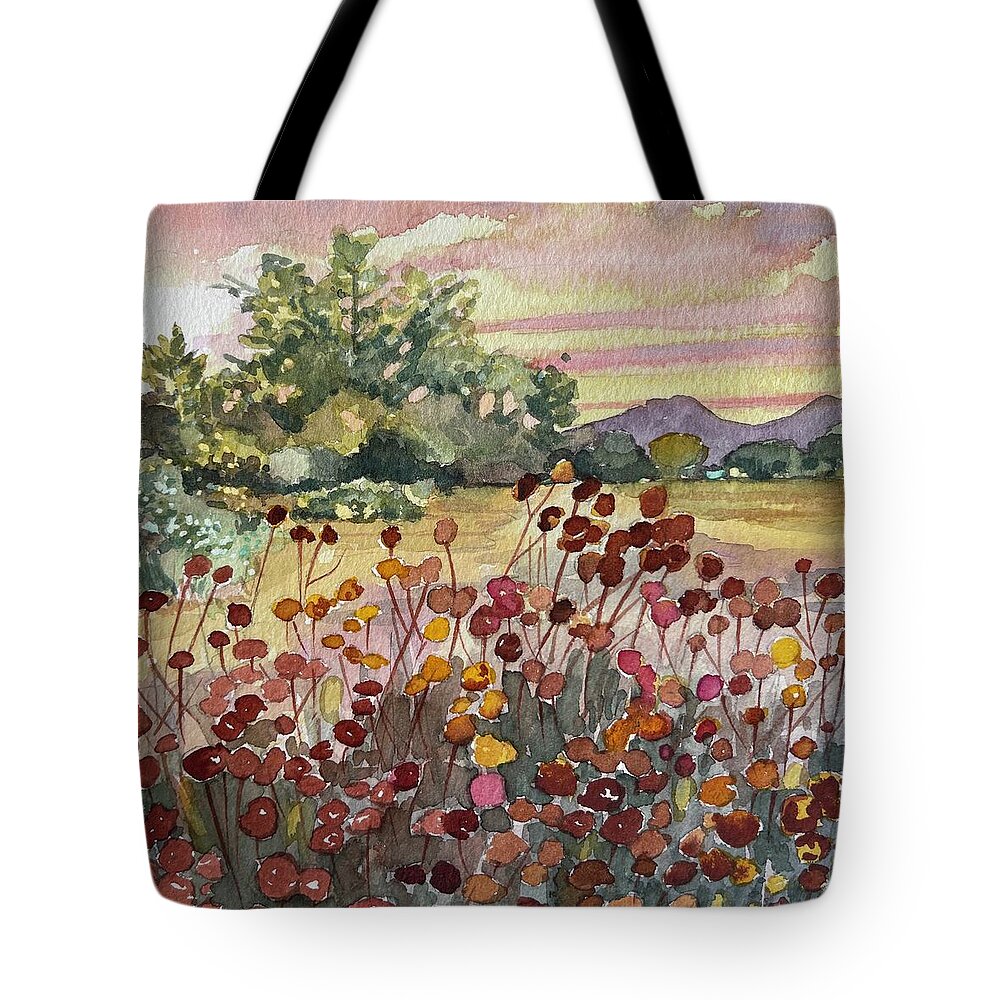 Trees Tote Bag featuring the painting Peter Strauss Ranch Seed Heads by Luisa Millicent