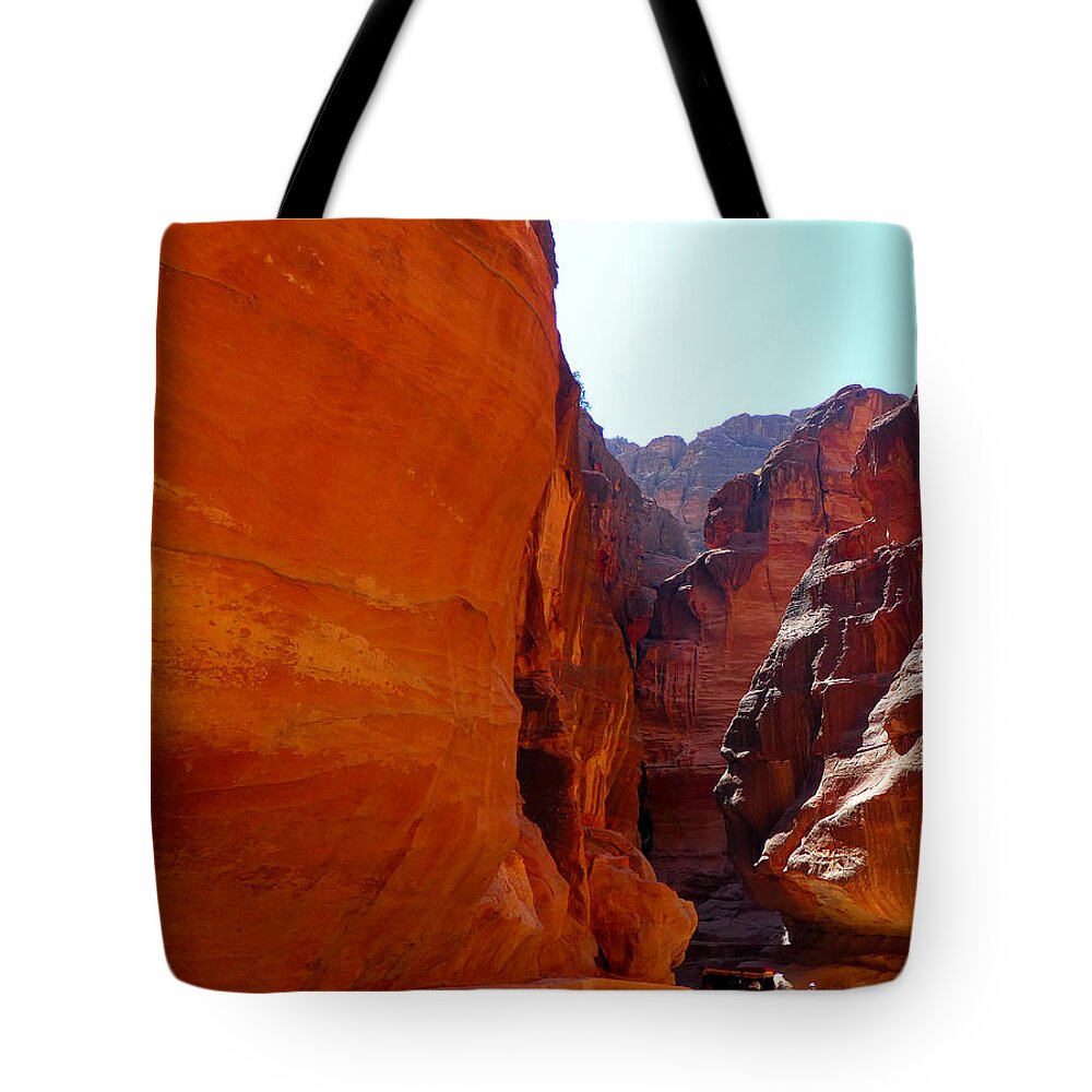 Taxi Tote Bag featuring the photograph Petra Taxi by Tina Mitchell