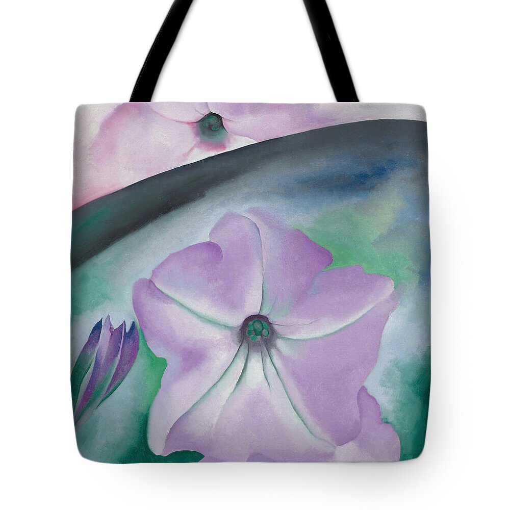 Georgia O'keeffe Tote Bag featuring the painting Petunia no 2. - Modernist pink flower painting by Georgia O'Keeffe