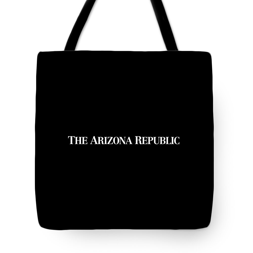 Phoenix Tote Bag featuring the digital art Arizona Republic Print Logo White by Gannett Co