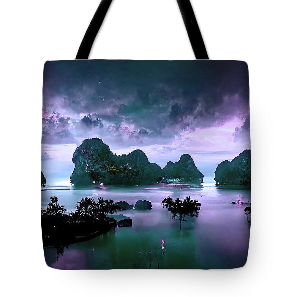 Phuket Tote Bag featuring the mixed media Phuket Landscape by John DeGaetano