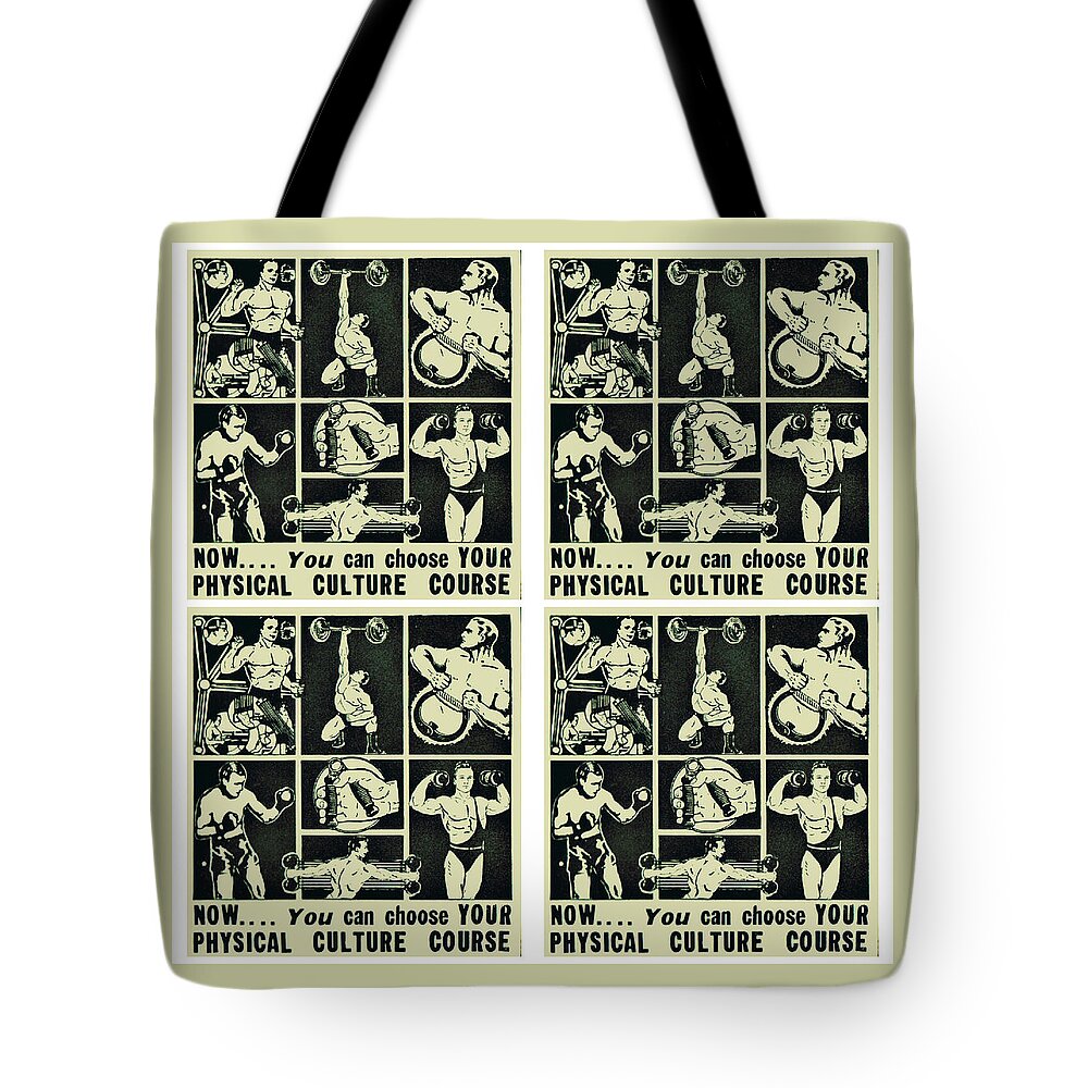  Tote Bag featuring the mixed media Physical Culture Course by Sally Edelstein