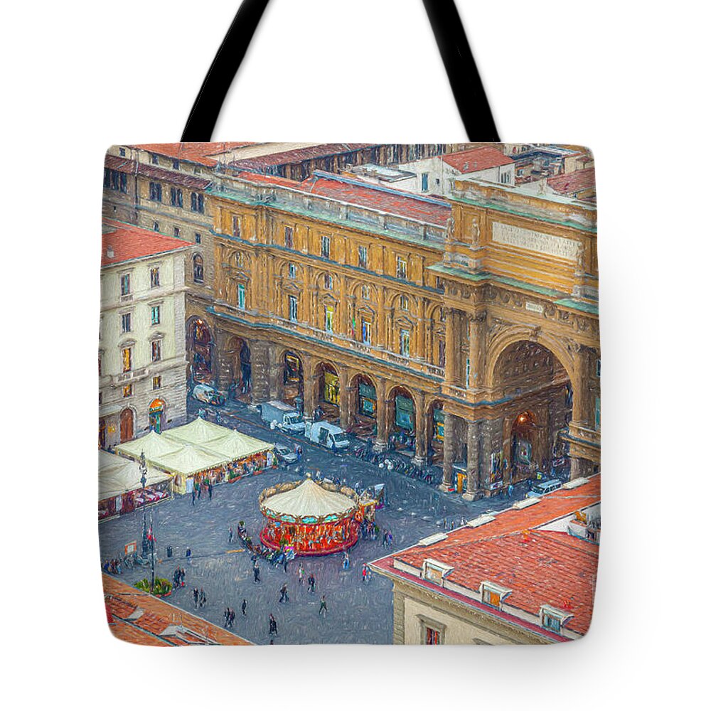 Iazza Della Repubblica Tote Bag featuring the digital art Piazza della Repubblica by Liz Leyden