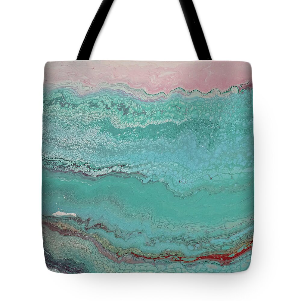 Pour Tote Bag featuring the mixed media Pink Sea by Aimee Bruno