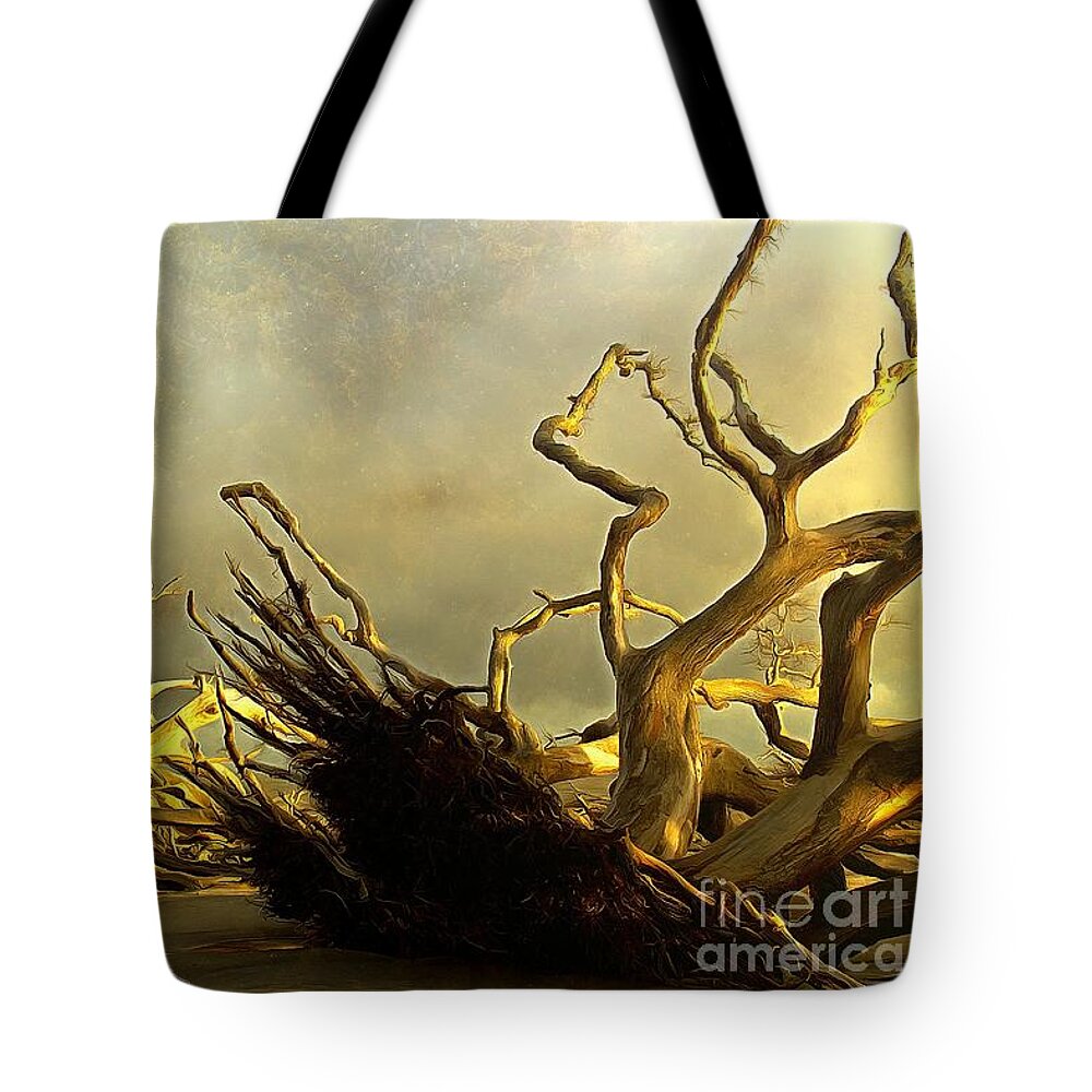 Golden Isles Tote Bag featuring the photograph Picking up Roots at Driftwood Beach by Sea Change Vibes