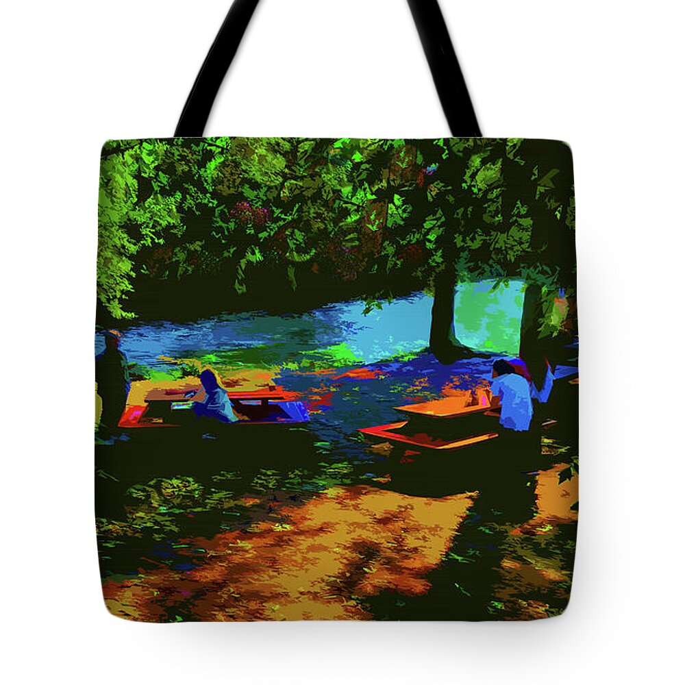 Summertime Tote Bag featuring the painting Picnic Spot by CHAZ Daugherty
