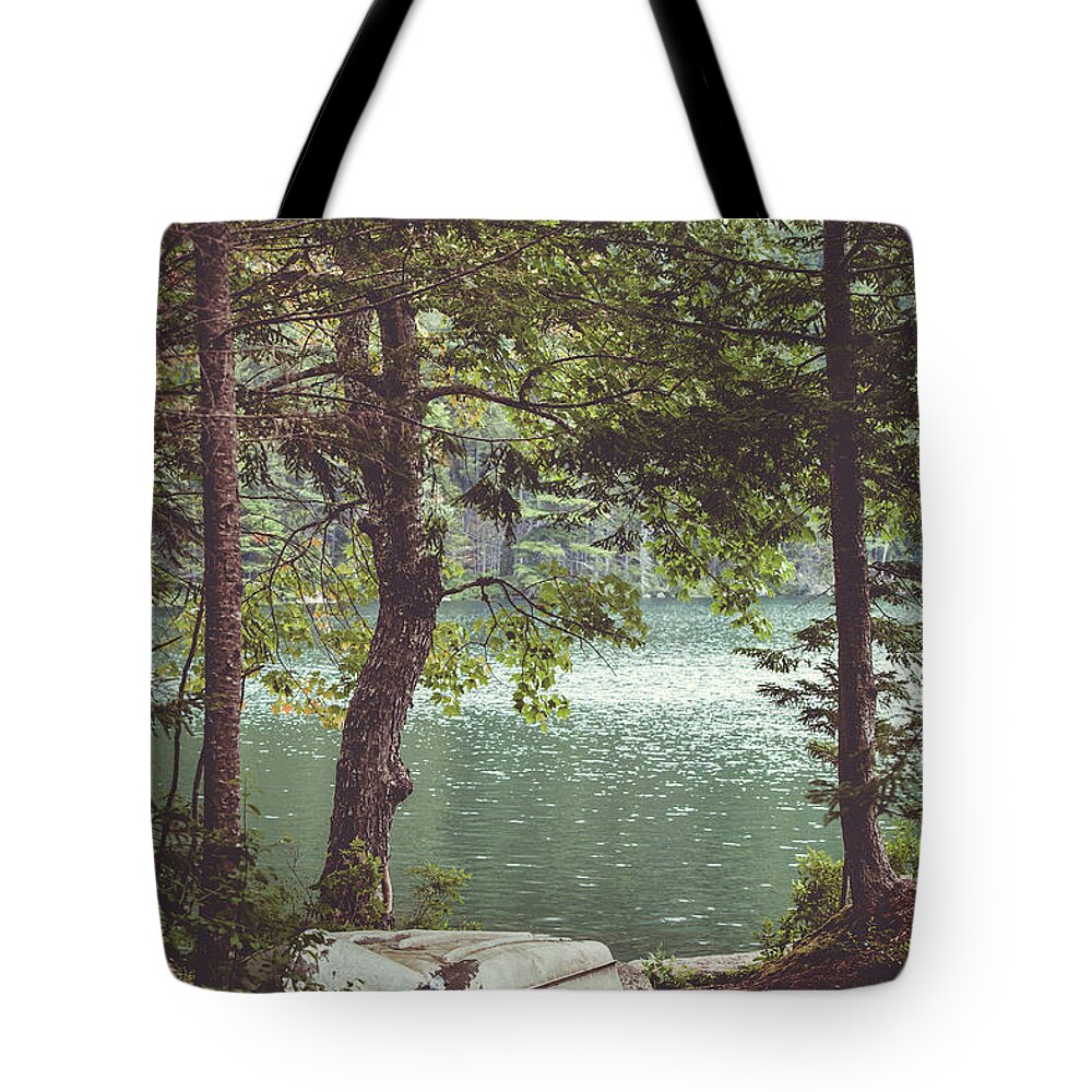 Maine Tote Bag featuring the photograph Down to the Lake by Katie Dobies