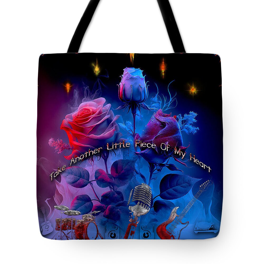 Classic Rock Tote Bag featuring the digital art Piece Of My Heart by Michael Damiani