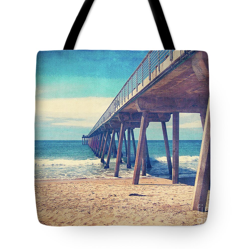 Hermosa Beach Tote Bag featuring the photograph Pier at Hermosa Beach by Phil Perkins
