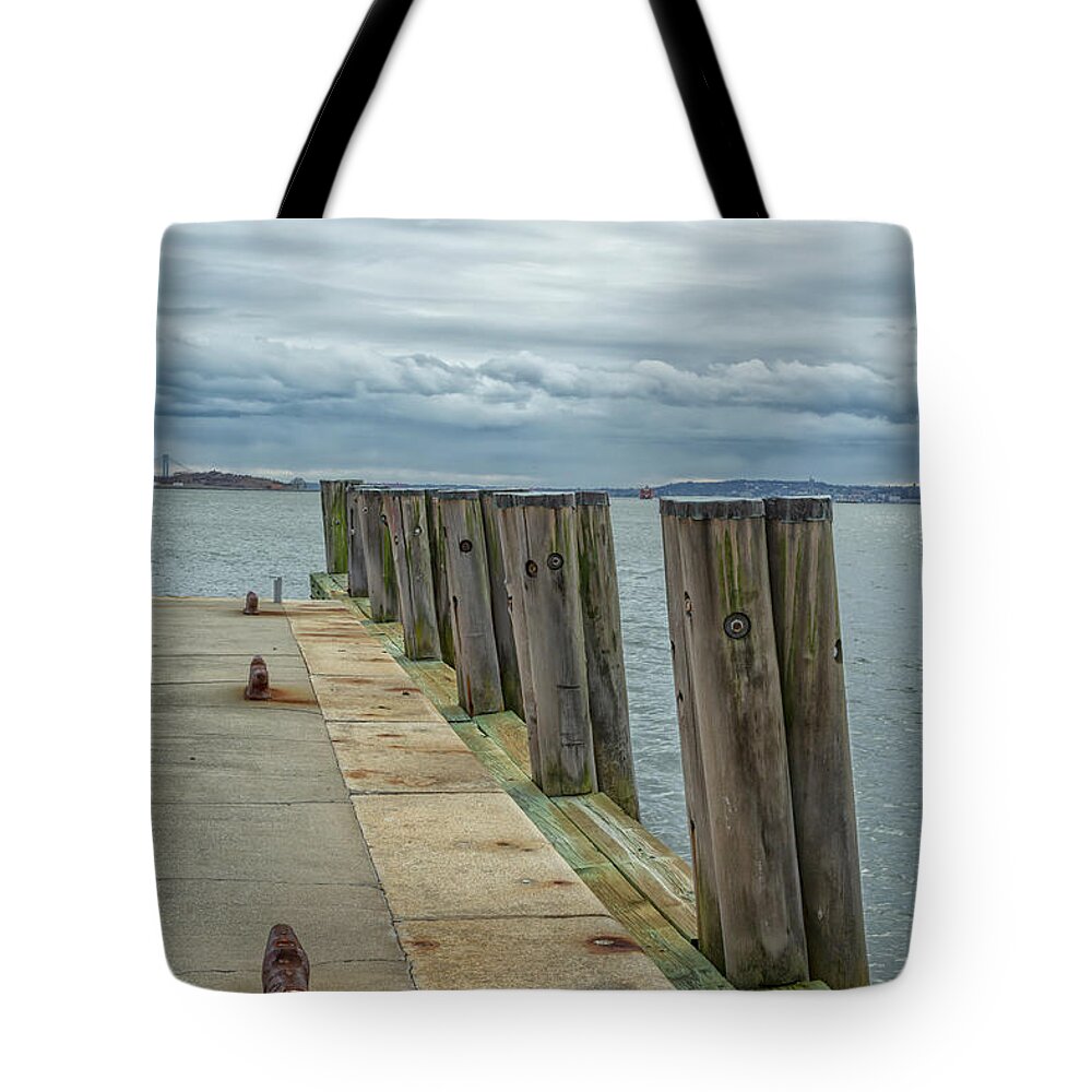 Peir Tote Bag featuring the photograph Pier in late winter by Cate Franklyn