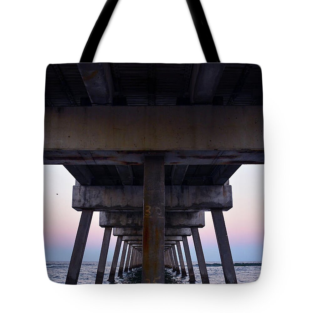 Juno Pier Tote Bag featuring the photograph Pierhenge by Laura Fasulo