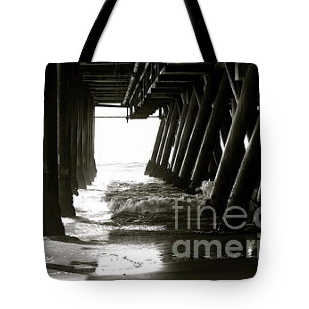 Seashore Tote Bag featuring the photograph PierPlace by Mary Kobet