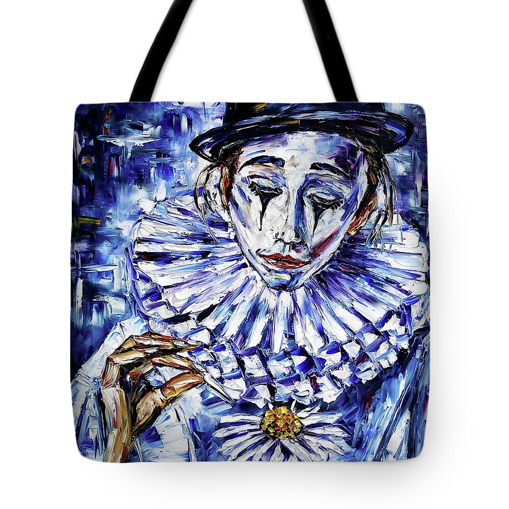 Pierrot Tote Bag featuring the painting Pierrette by Mirek Kuzniar