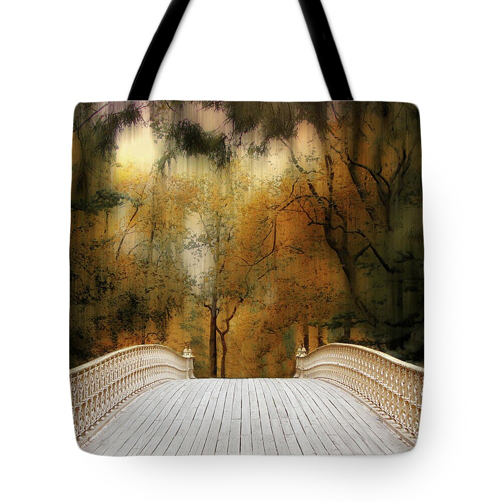 Bridge Tote Bag featuring the photograph Pine Bank Arch in Autumn by Jessica Jenney
