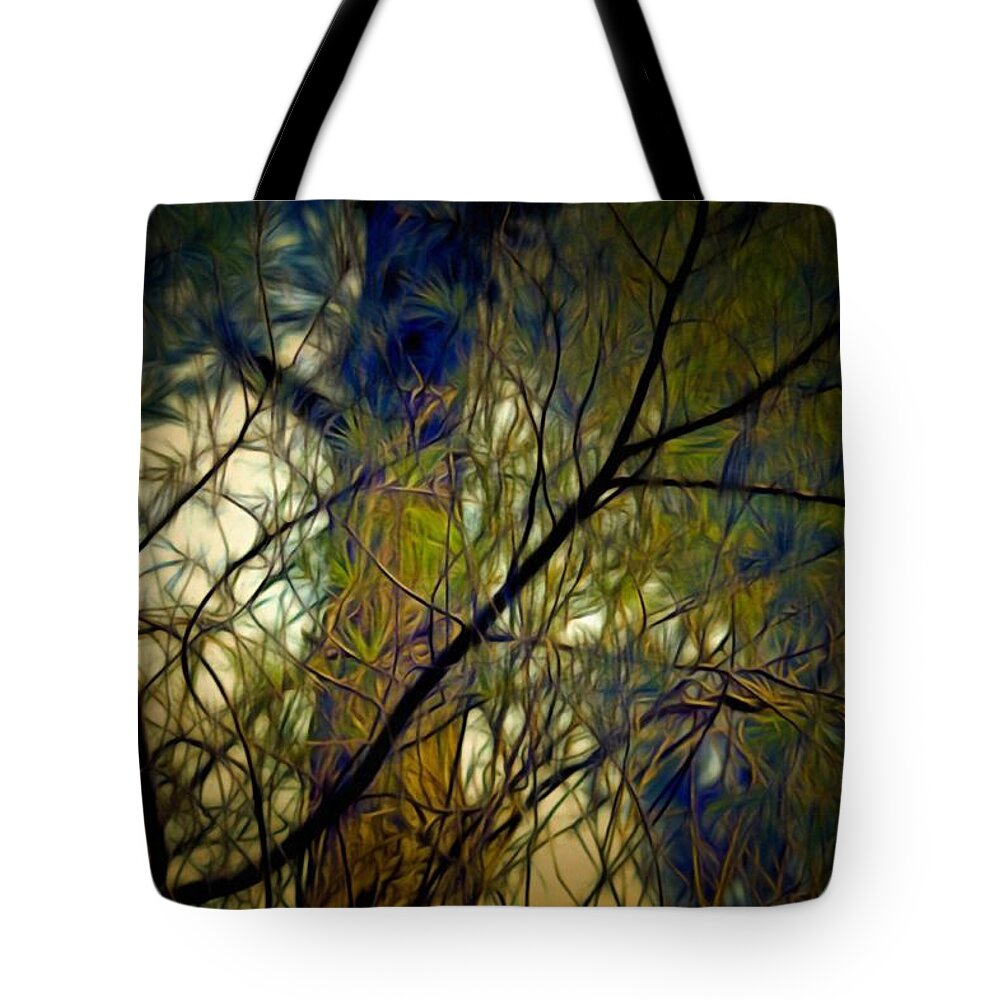 Branches Tote Bag featuring the mixed media Piney Branches by Christopher Reed