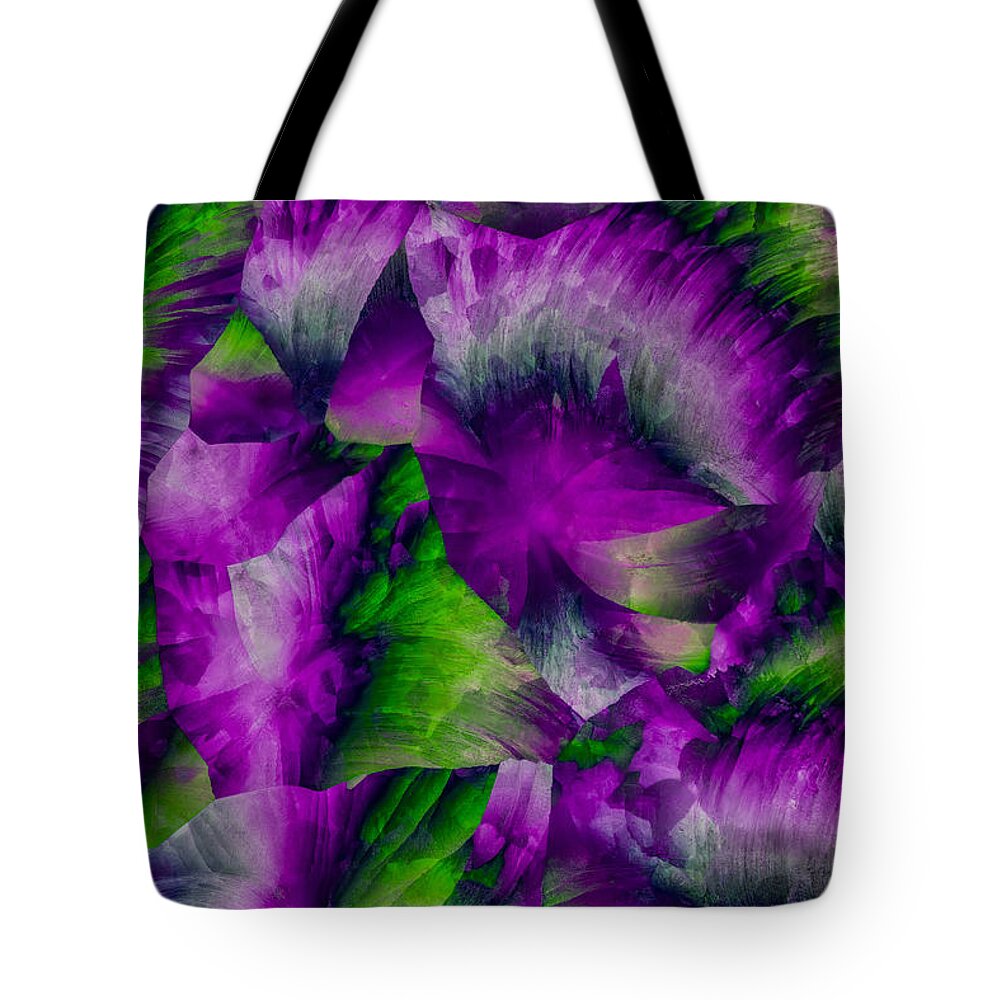 Chemistry Tote Bag featuring the photograph Pink and green crystals by Jaroslaw Blaminsky