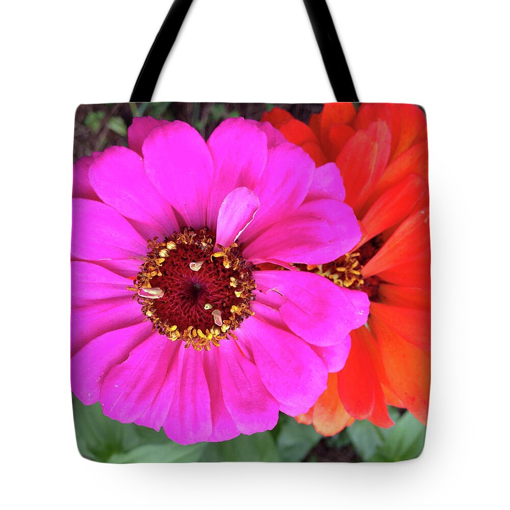 Flowers Tote Bag featuring the painting Pink And Orange Flowers by Susan Crowell