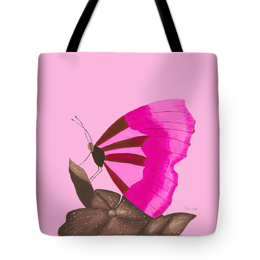 Watercolor Tote Bag featuring the painting Pink Butterfly by Lisa Senette