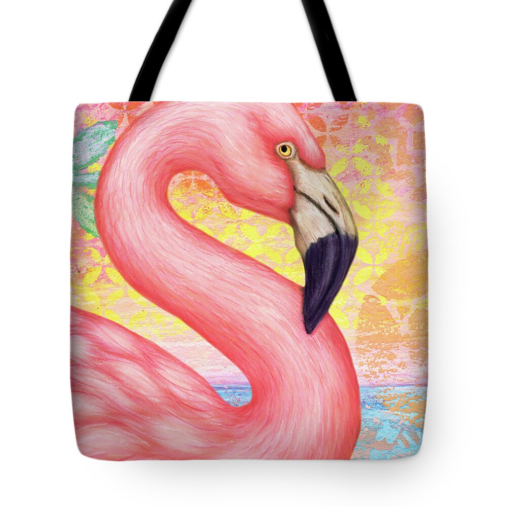 Flamingo Tote Bag featuring the painting Pink Flamingo Abstract by Amy E Fraser