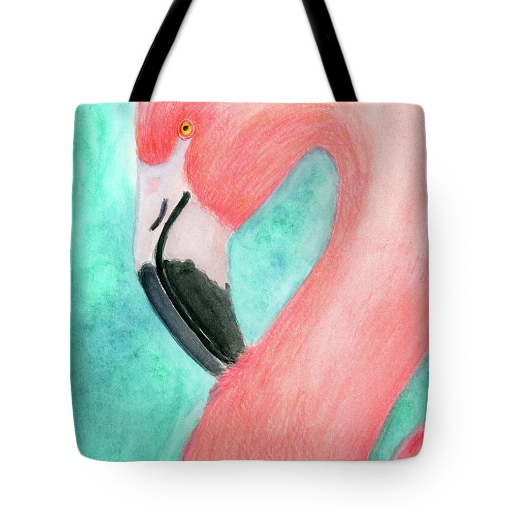 Dorothy Lee Art Tote Bag featuring the painting Pink Flamingo by Dorothy Lee