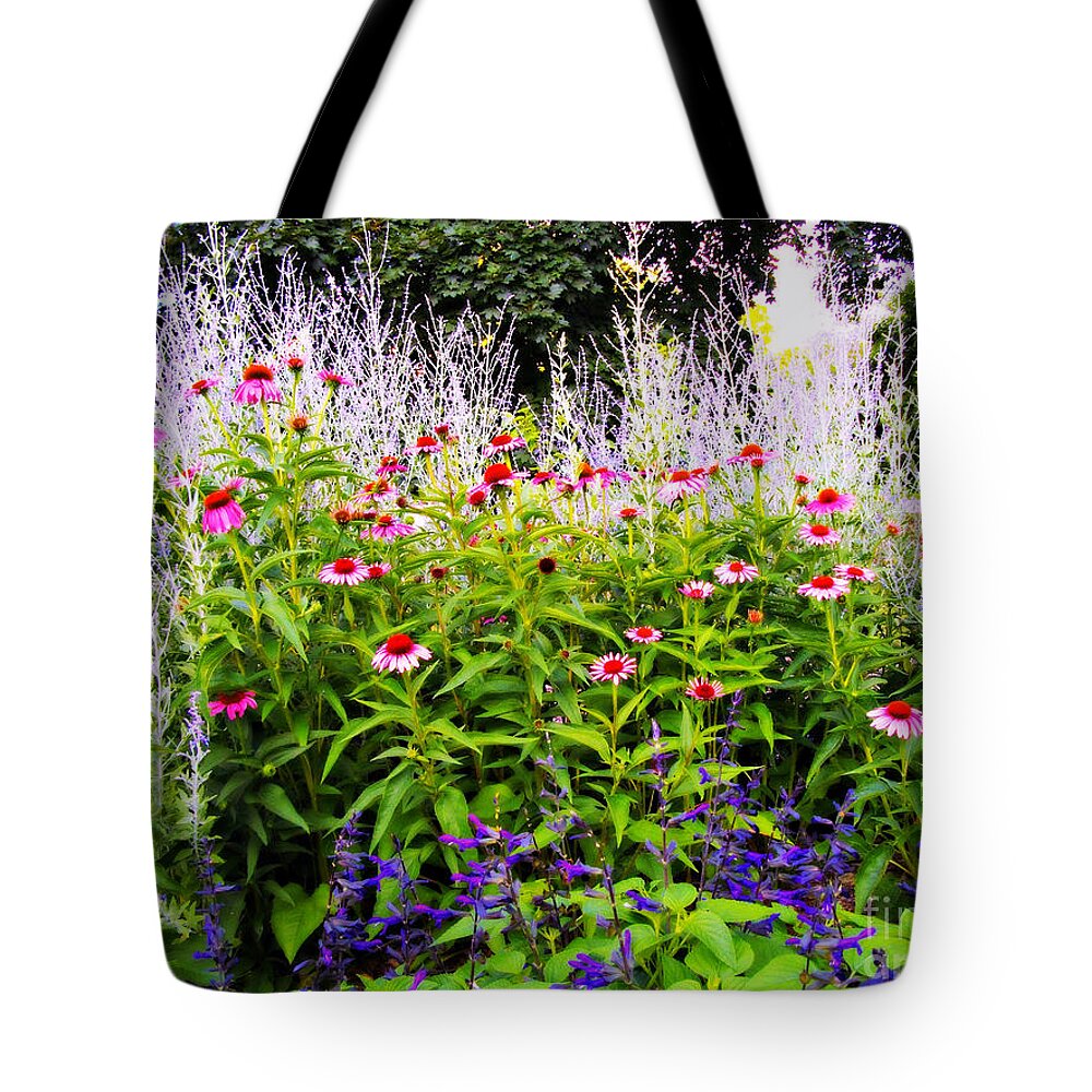 Orton Tote Bag featuring the photograph Pink Flowers in the Garden - Orton Effect by Frank J Casella