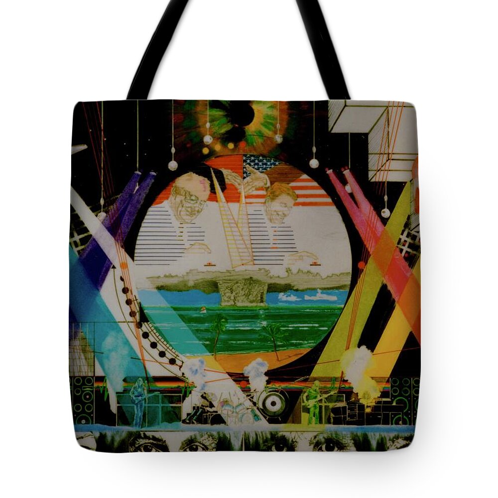 Colored Pencil Tote Bag featuring the drawing Pink Floyd Live - Eclipse by Sean Connolly