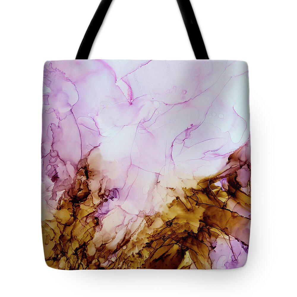 Pink Tote Bag featuring the painting Pink Glass by Katrina Nixon
