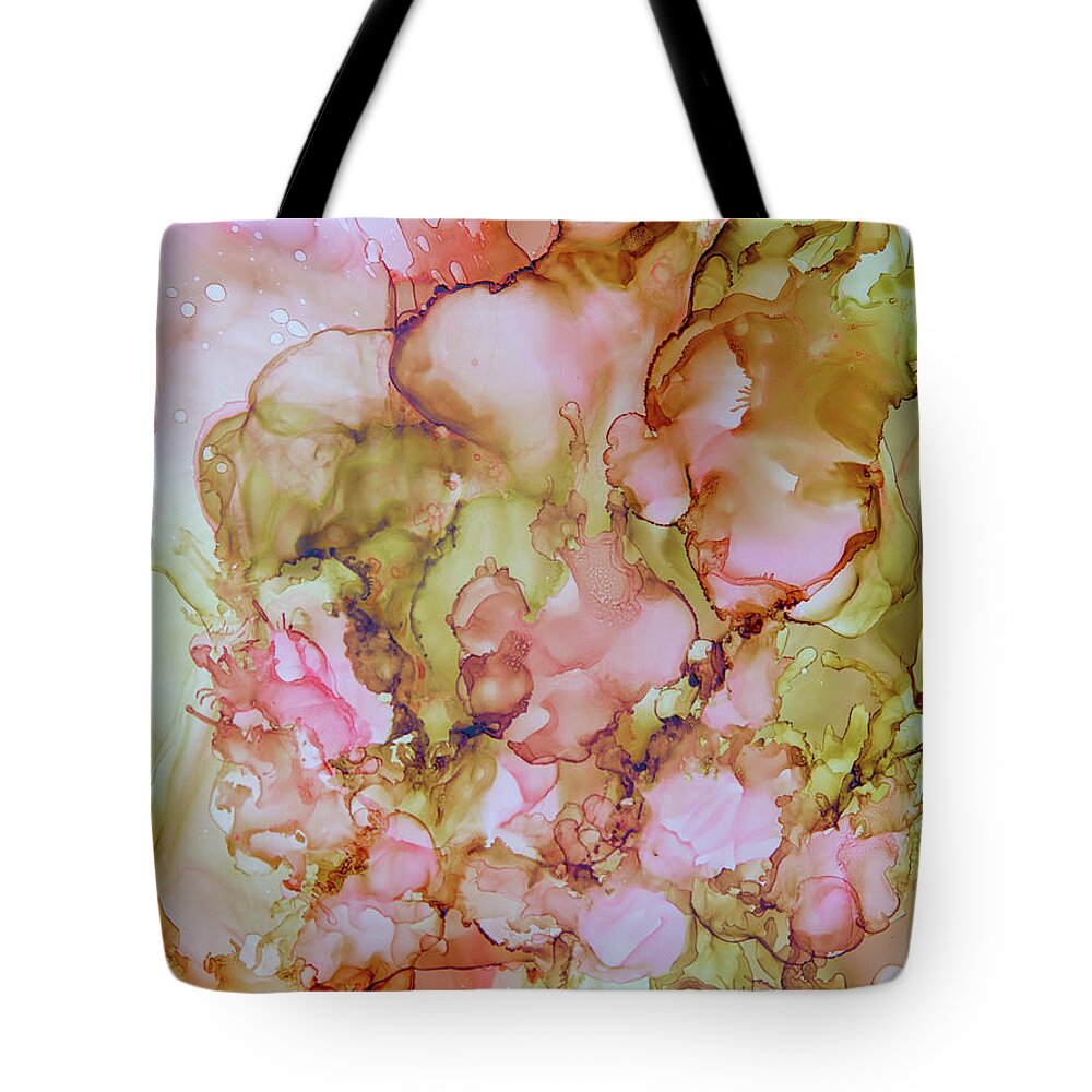 Pink Tote Bag featuring the painting Pink Gold by Katrina Nixon