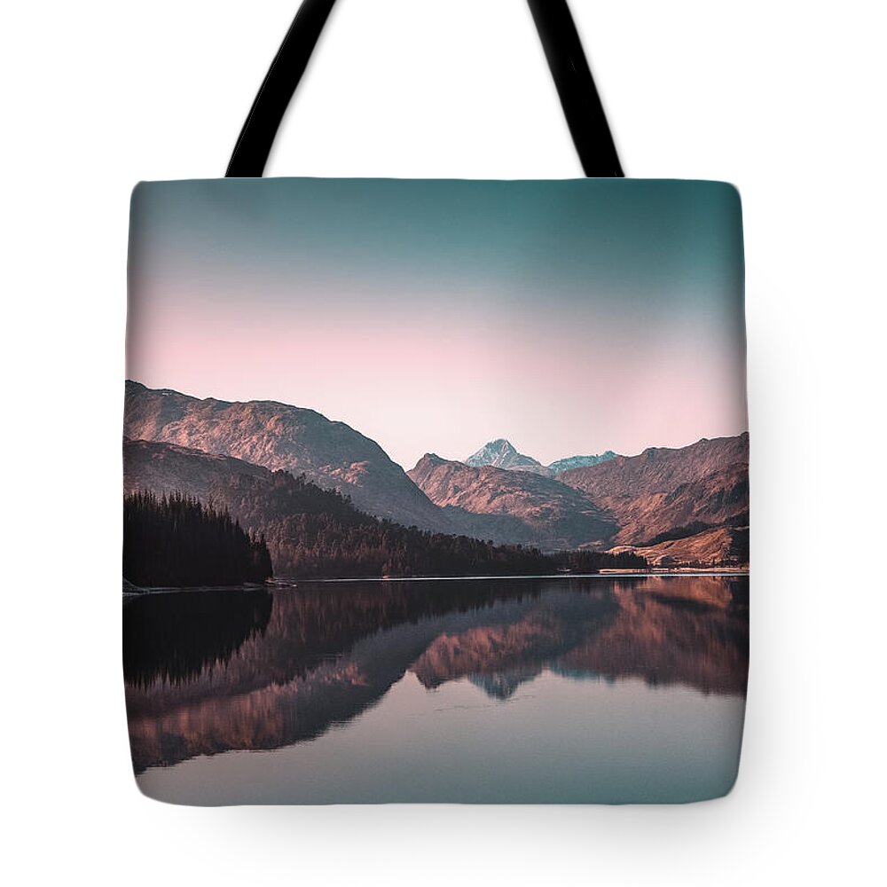 Lake Tote Bag featuring the photograph Pink horizon by Philippe Sainte-Laudy