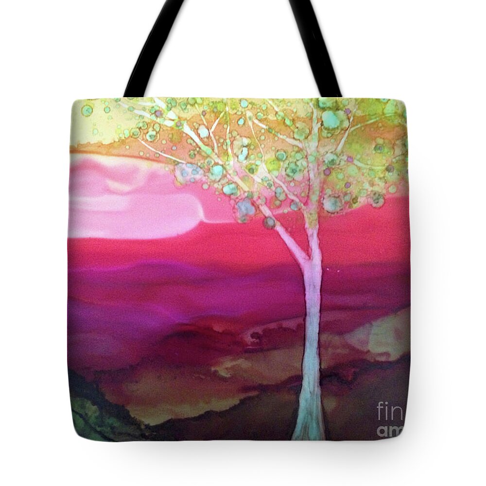 Pink Tote Bag featuring the painting Sunset Rose by Jeanette Rodriguez