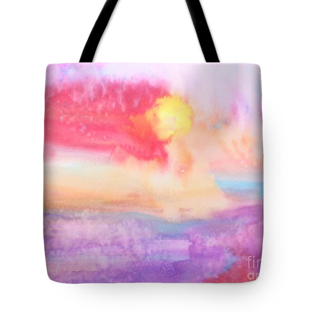 Water Tote Bag featuring the painting Pink Painted Sky by Deb Stroh-Larson
