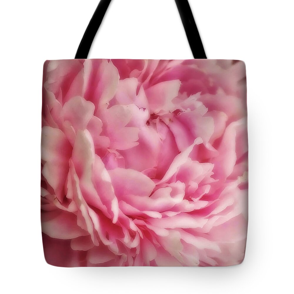 Peony Tote Bag featuring the photograph Pink Peony by Tracey Vivar