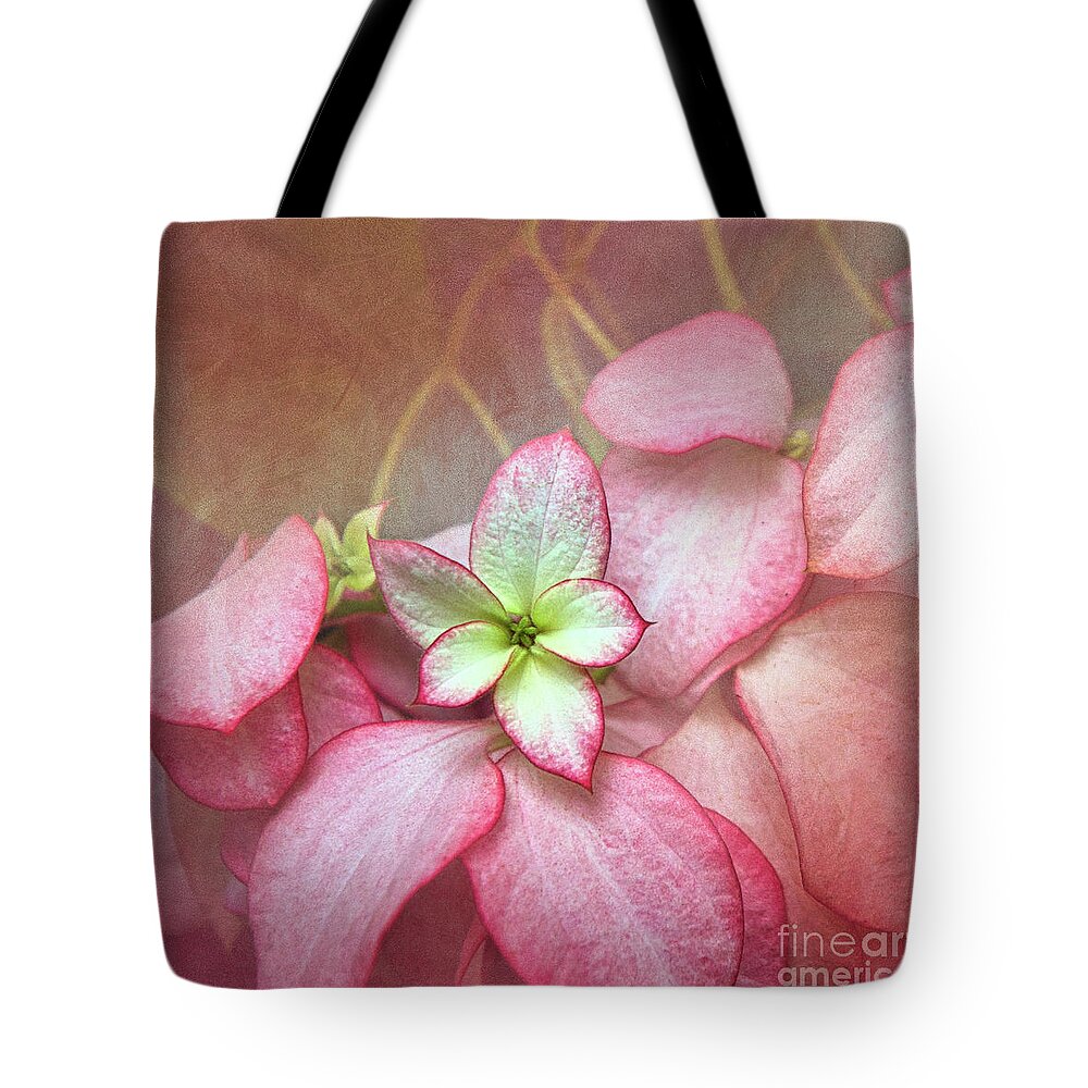 Christmas Tradition Tote Bag featuring the digital art Pink Poinsettia Textures by Amy Dundon