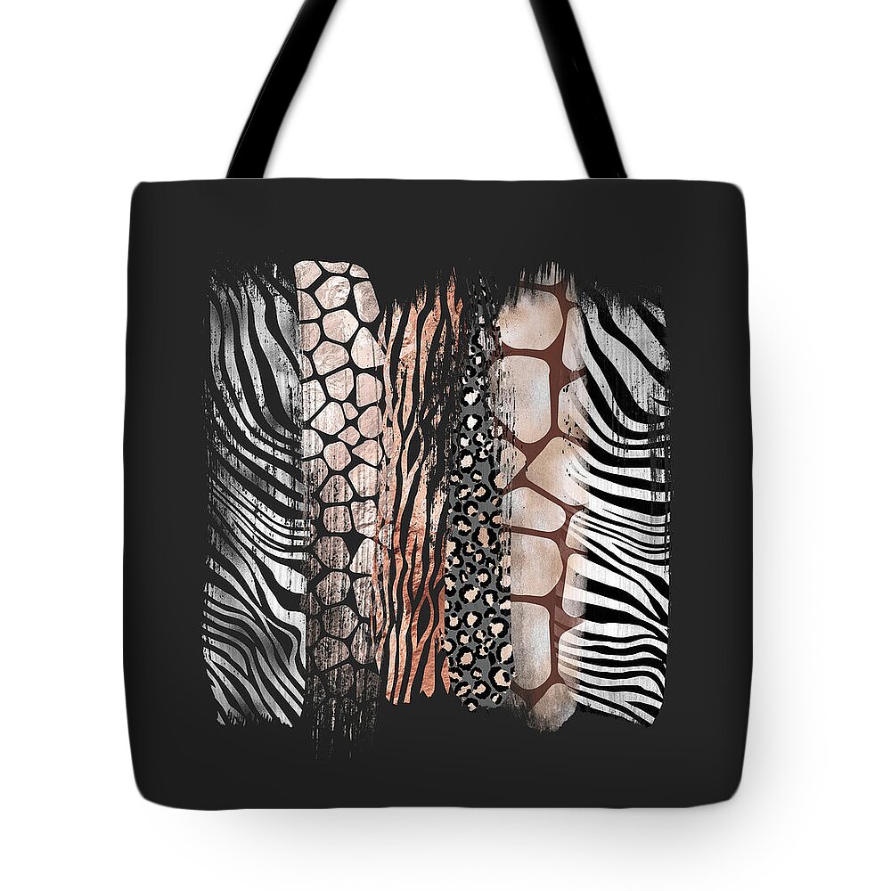 Pink Tote Bag featuring the photograph Pink Safari Animals Vertical Paint by Carrie Ann Grippo-Pike