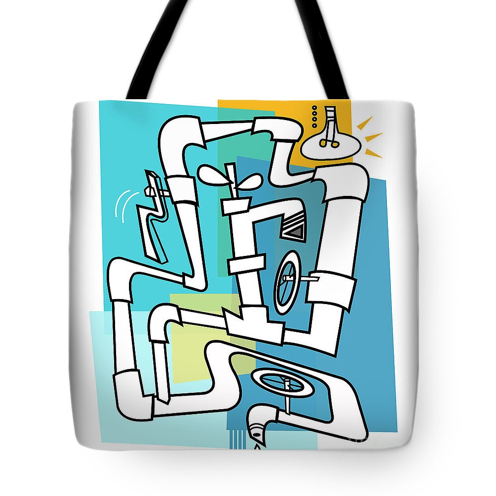 Cubist Tote Bag featuring the painting Pipes No. 1 by Sean Hagan