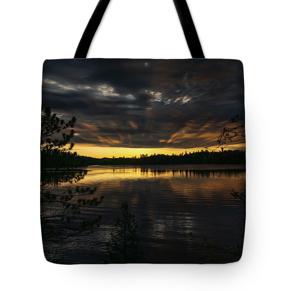 Canada Tote Bag featuring the photograph Pipestone Lake Golden Hour 1 by Ron Long Ltd Photography