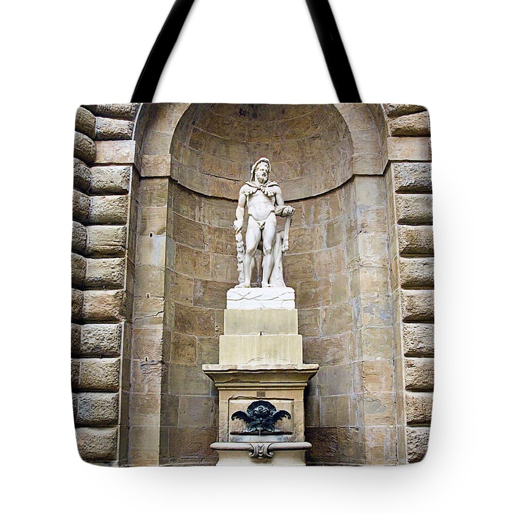 Palazzo Pitti Tote Bag featuring the photograph Pitti Palace Hercules by Jill Love