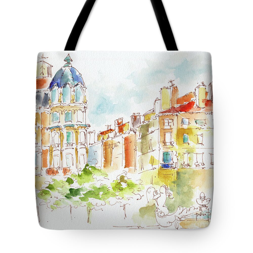 Impressionism Tote Bag featuring the painting Place Des Jacobins Lyon by Pat Katz